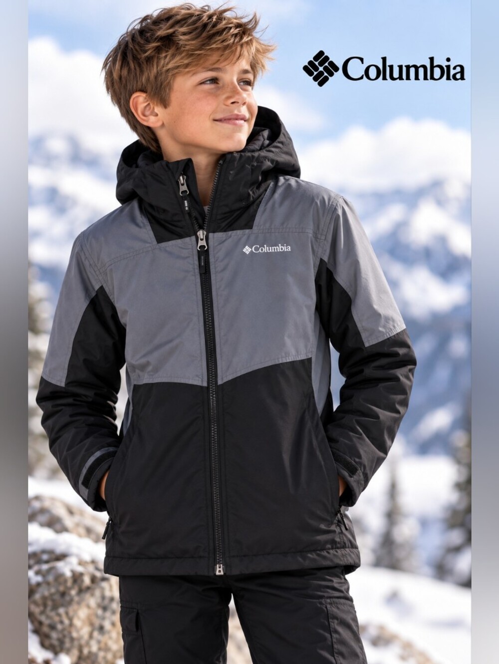 Columbia Omni-tech Black and Gray Performance Jacket S 10-12